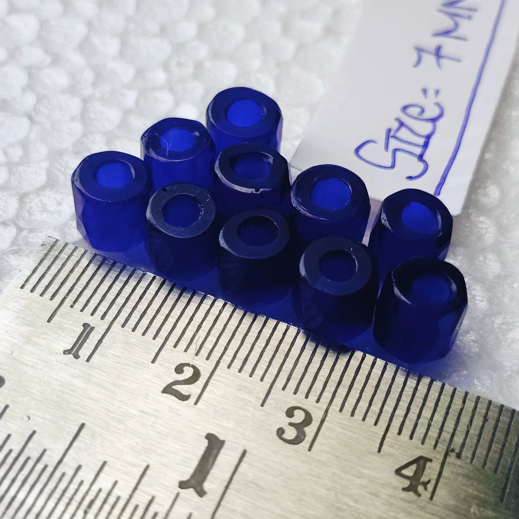 Conifer Custom Made Blue Hand-Cut Faceted Round Russian Glass Beads Model 857966 for Necklaces & Bracelets Box Packing