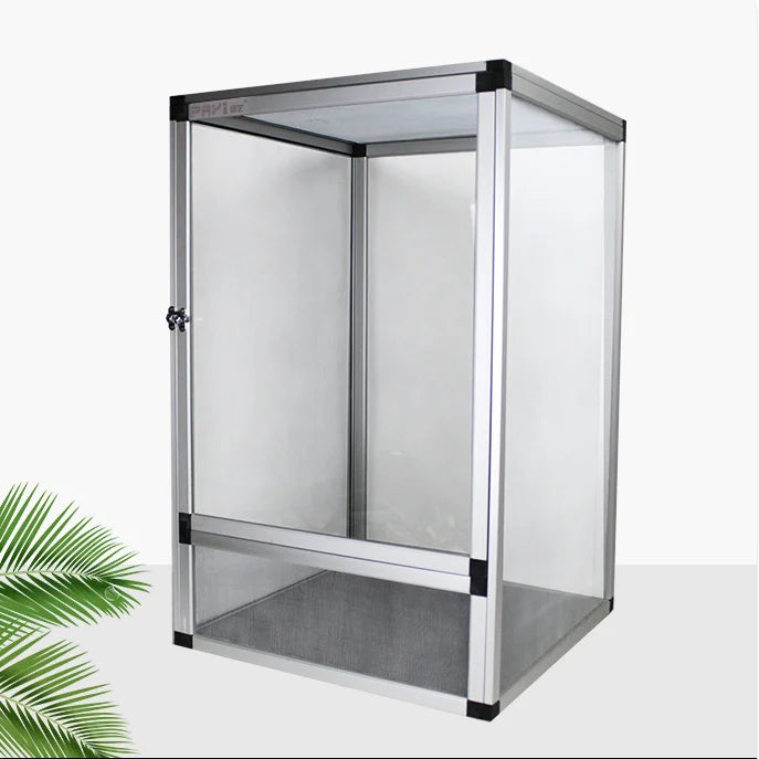Silver Black Aluminum Large Vertical Airflow Wire Mesh Enclosure Pets Cage for Reptiles Bearded Dragons Plastic Screen Air