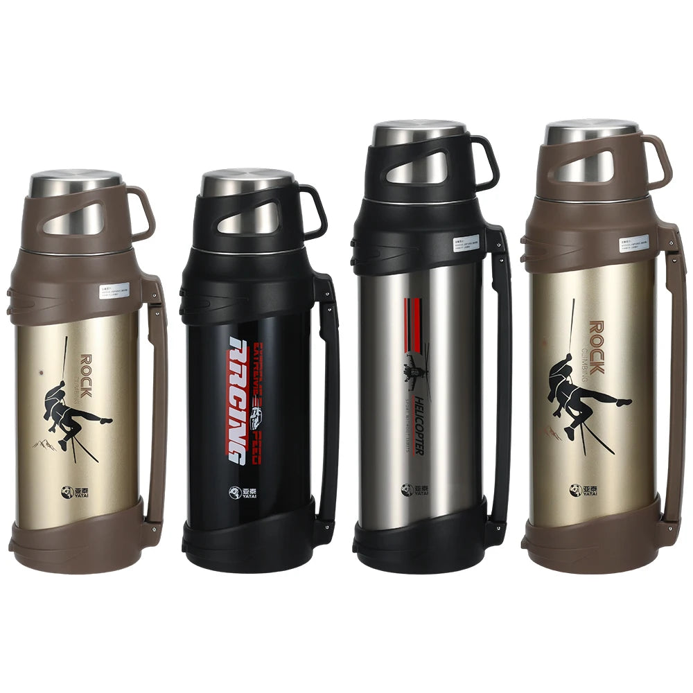 YATAI 2000ML Hot Water Bottle with Cover Insulated Double Wall Stainless Steel Travel Hot Cold Water Bottle with Filter