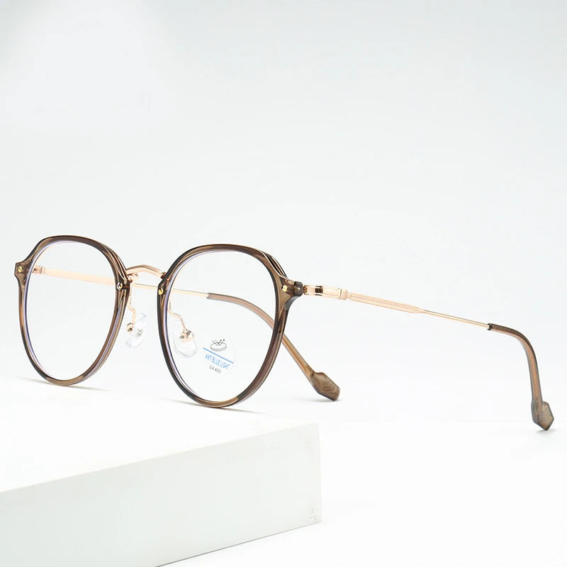 New Simple Antiblue Light Glasses TR90 Eyeglasses Frame Unisex Lightweight Round Metal Glasses Frame Match Degree Glasses MegaBDM