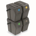 Set of 4 KEDEN SORTIBOX recycling bins grey volume 4x25L