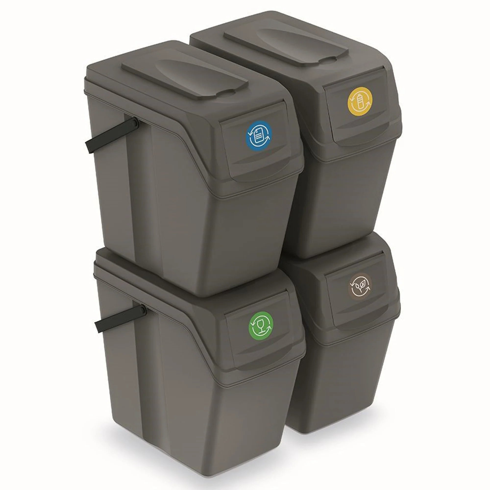Set of 4 KEDEN SORTIBOX recycling bins grey volume 4x25L