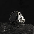Turkish Style Vintage 925 Sterling Silver Bezel Setting Men's Ring with Black Onyx and Diamond Classic Wedding Party Jewelry