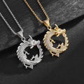 Hip Hop 3D Dragon Design Gold Plated Stainless Steel Pendant Necklace for Men