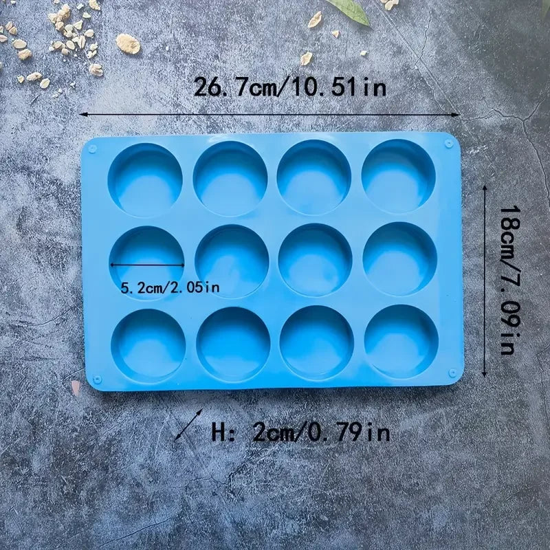 12 Hole Cylindrical Silicone Mold for Making Chocolate Candy Soap Muffin Brownie Cake Pudding and Baking