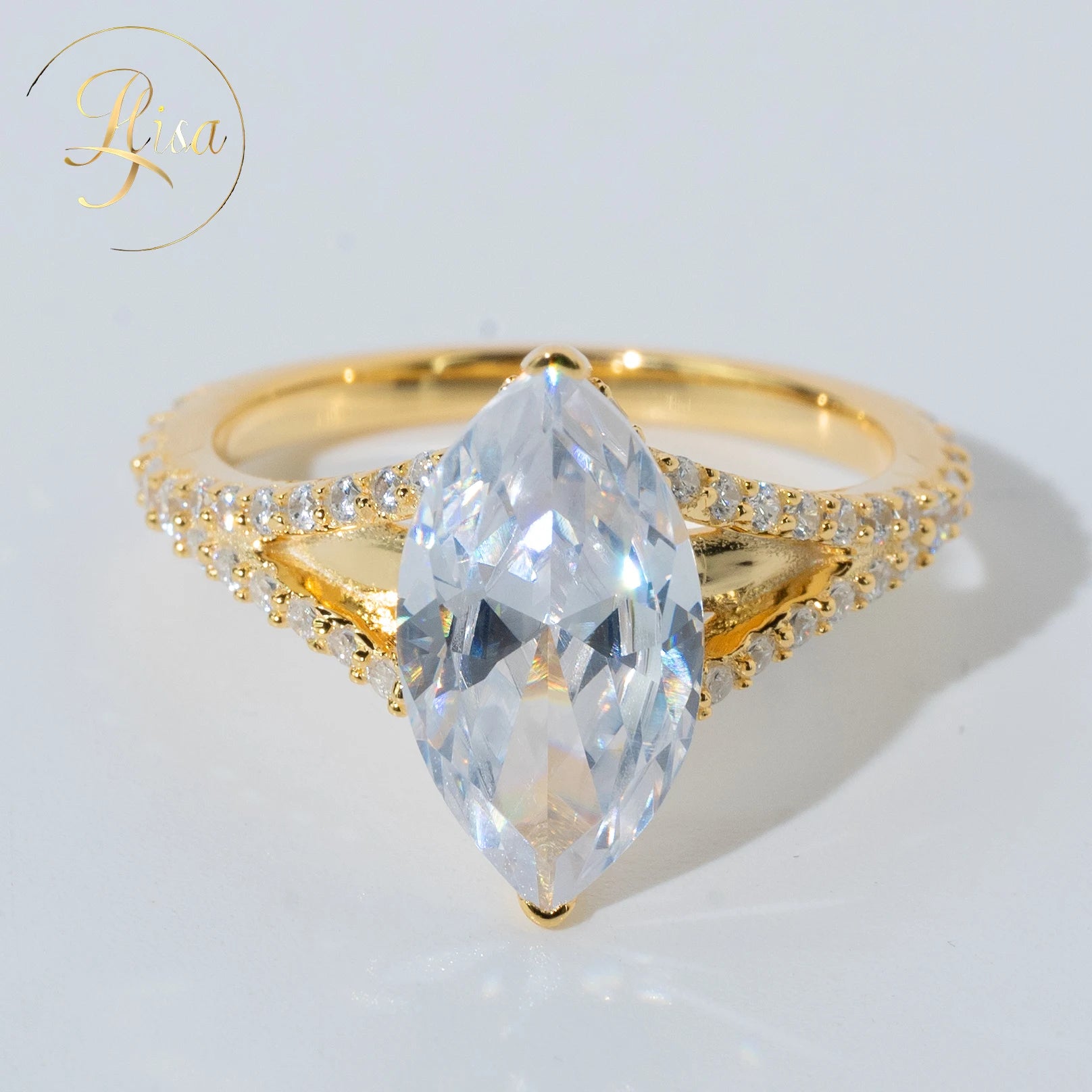 Luxury VVS Lab Grown Diamond Custom Engagement Ring for Women High Quality in 925 Silver & Yellow Gold Jewelry