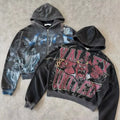 OEM Custom French Terry Vintage Acid Wash Winter Streetwear Hoodie for Men 400-500gsm 100% Cotton Zip Embroidery 3D Pattern Logo