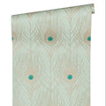 Germany Luxury Vinyl Non Woven Wallpaper Rolls-Modern Animal Print Green/Blue/Gold Moisture-Proof Sound-Absorbing Hotel Bathroom