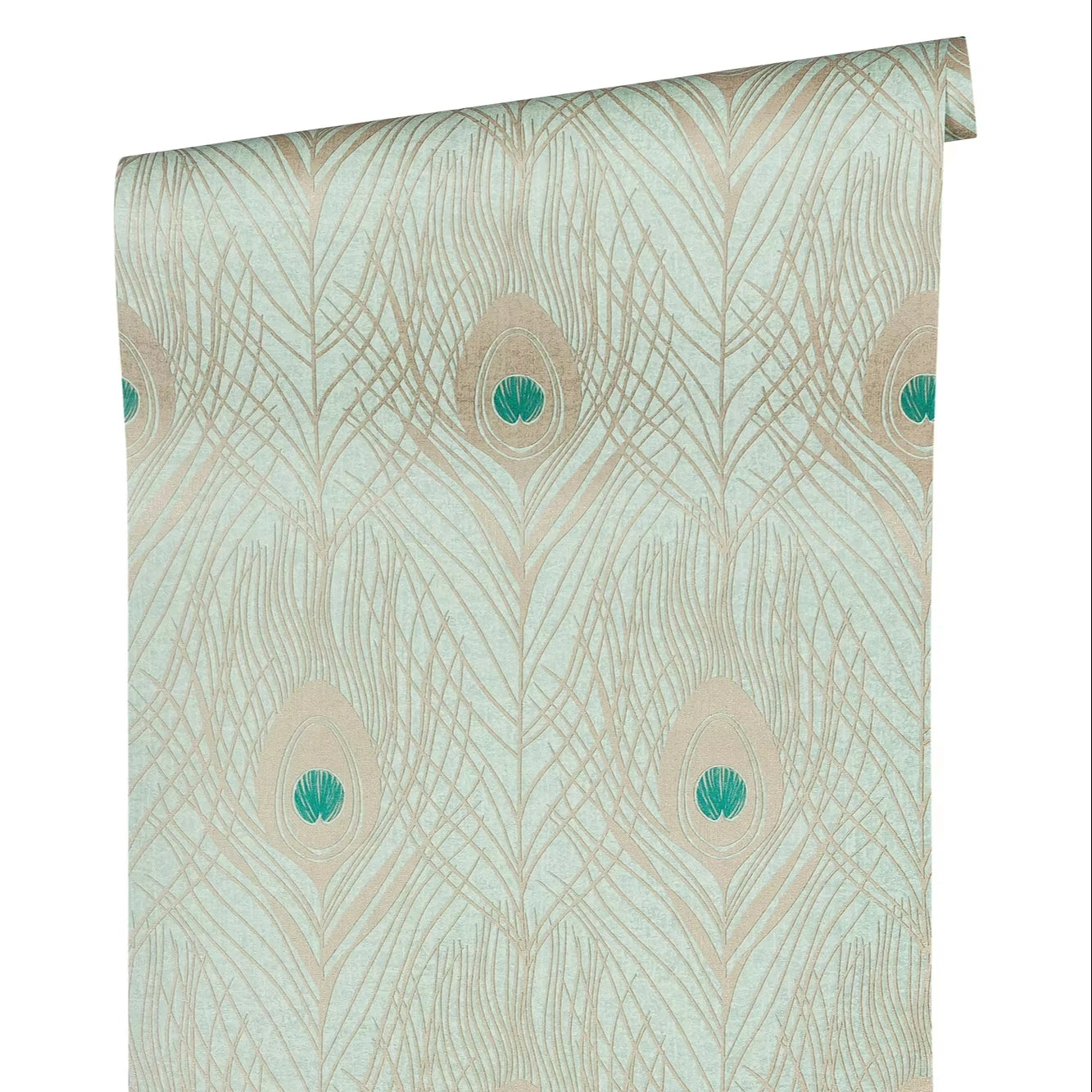 Germany Luxury Vinyl Non Woven Wallpaper Rolls-Modern Animal Print Green/Blue/Gold Moisture-Proof Sound-Absorbing Hotel Bathroom