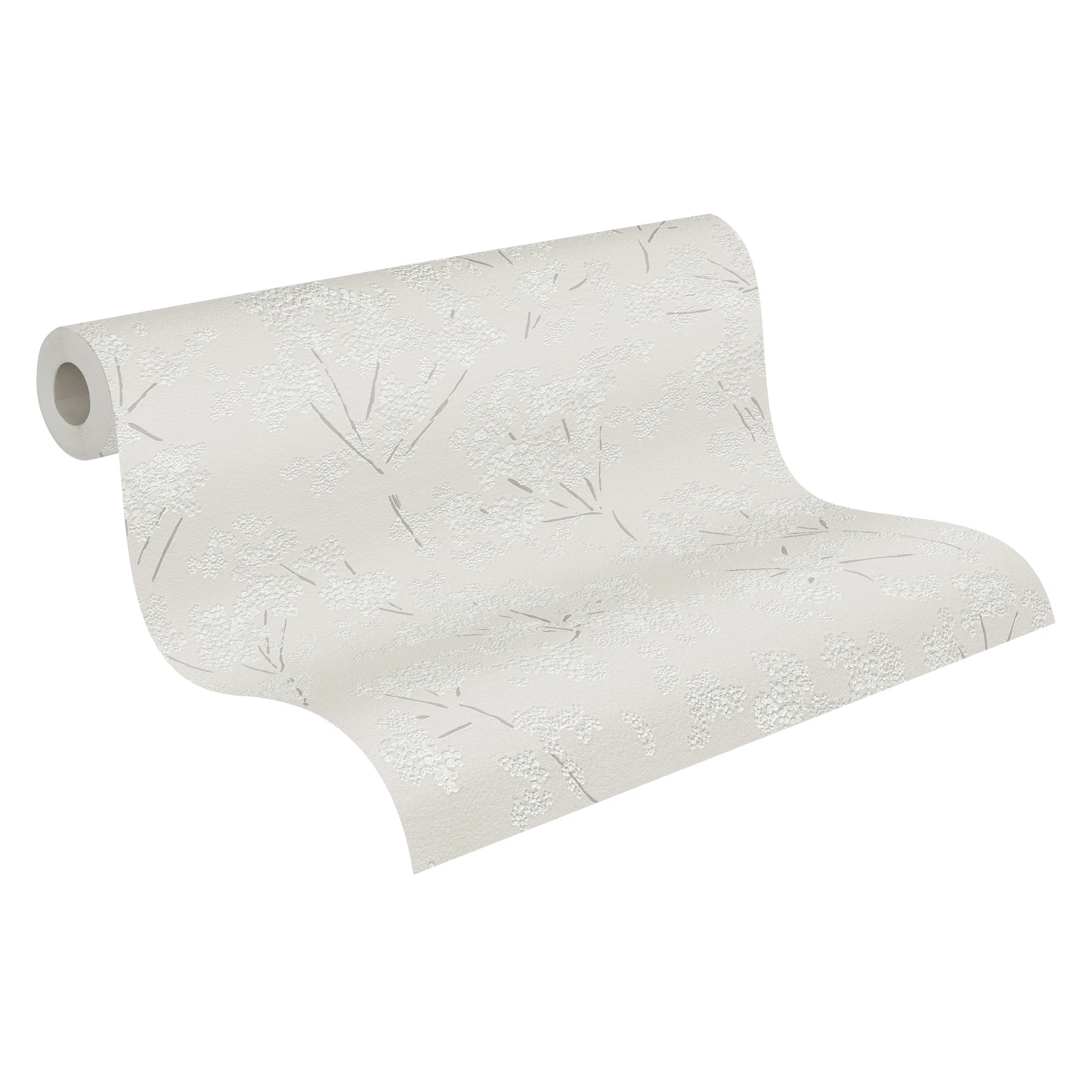 Made in Germany - Wallpaper rolls Flowers Grey White - Non Woven Vinyl - Modern Wallpaper Floral for Walls - 1005 x 053 m