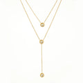 Latest 18K Gold Plated Stainless Steel Jewelry Double Thin Chain Zircon Pendant Necklace Waterproof for Women Necklace P243507