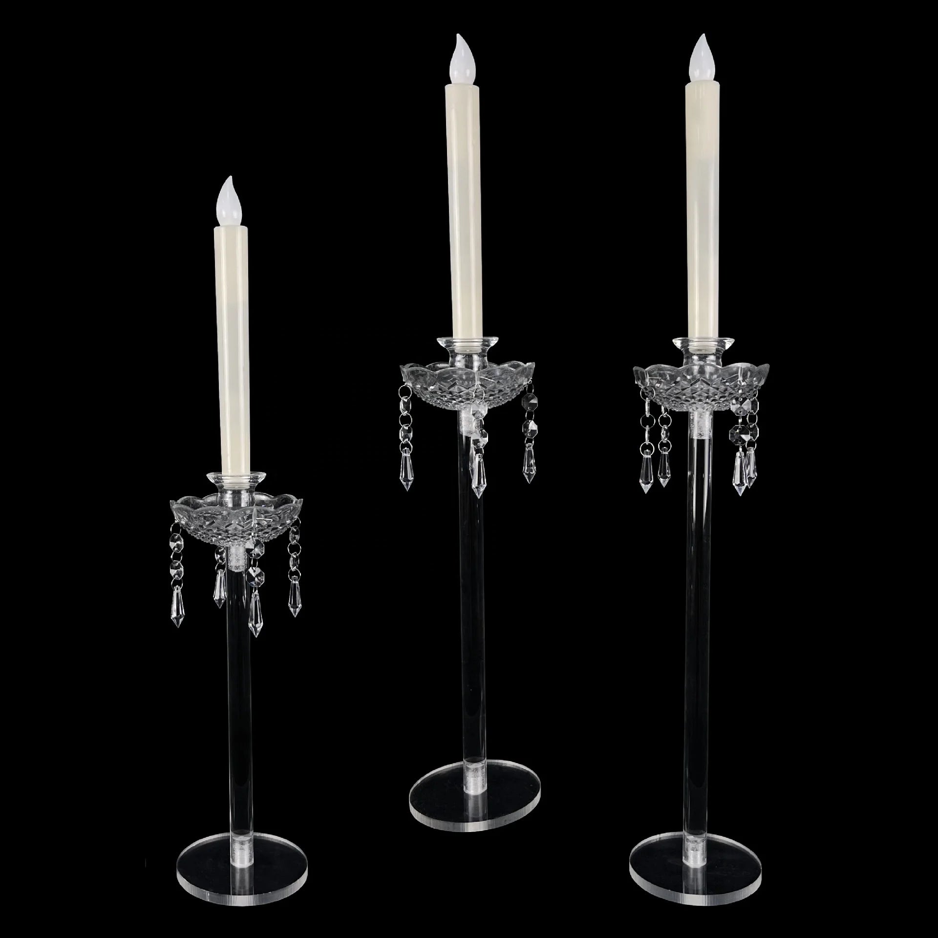 New Acrylic Centerpieces Candle Holder Luxury Crystal Candlestick Wedding Candle Stand Pillar Taper Candlestick for Table Home