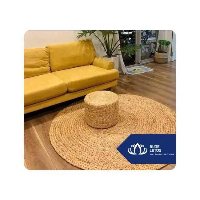Best Handicraft Round Decorative Hyacinth Carpet Handwoven Eco Friendly Mat From Blue Lotus Vietnam