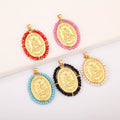 QIKU Archangel Michael Pendant Gold Plated Angel Crystal Pendant Catholic Religious Charms for Jewelry Making DIY Necklace