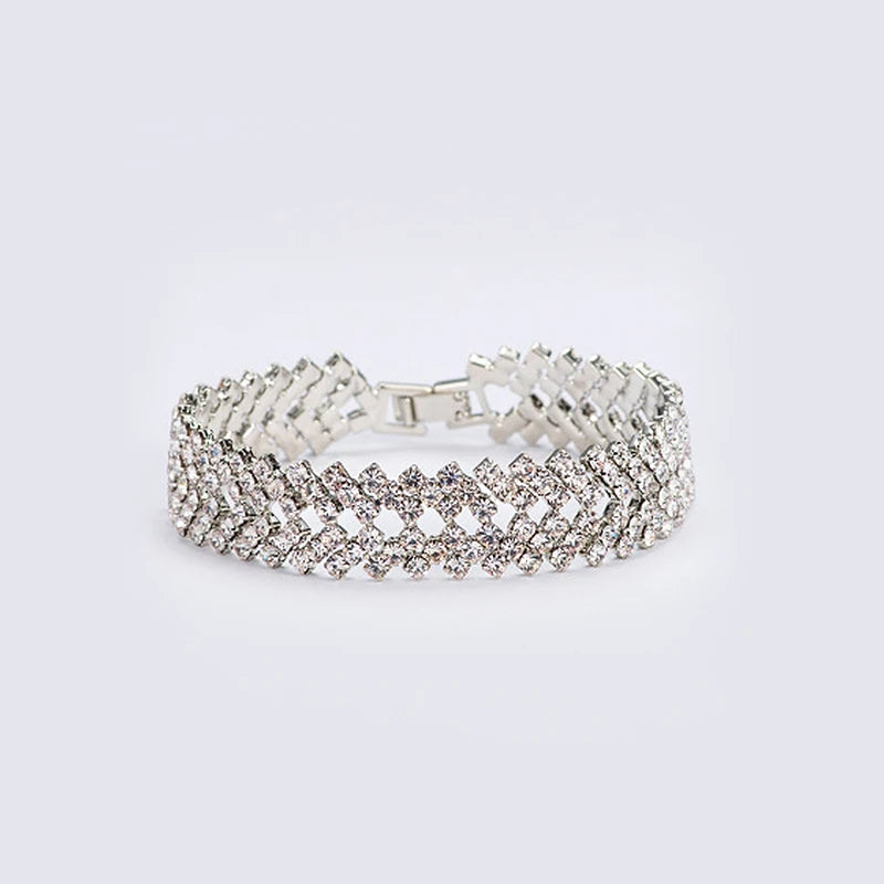 Fine Jewelry for Women Diamond Stainless Steel Bracelets Hand Jewelry Multilayer Bridal Rhinestone Fashion Bracelet Bangles