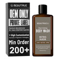 Private Label Body Wash Men Vintage Suede White Moss Rich Amber Masculine Shower Cleanser Hydrating Long Lasting Fragrance
