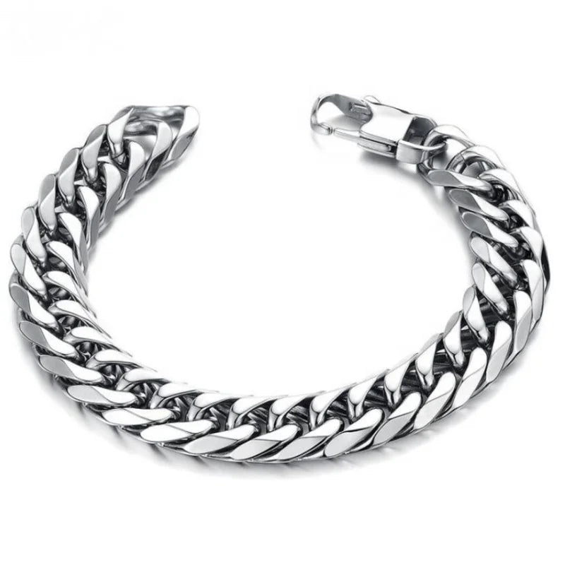 Stainless Steel Miami Curb Cuban Link Men's Wide Iced Double Link Bling Trendy Anniversary Gift Fashion Jewelry Rose Gold Plated