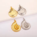 QIKU Nautilus/Scallop Sea Creature Pendant Charm Gold/Silver Plated Ocean Jewelry Cute Charms for and Necklace Making