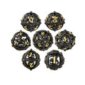 Factory Wholesale Dragon Hollow Copper Metal Dice Set D&D 7PCS Polyhedral Black & Gold for Dungeons and Dragons Tabletop Game
