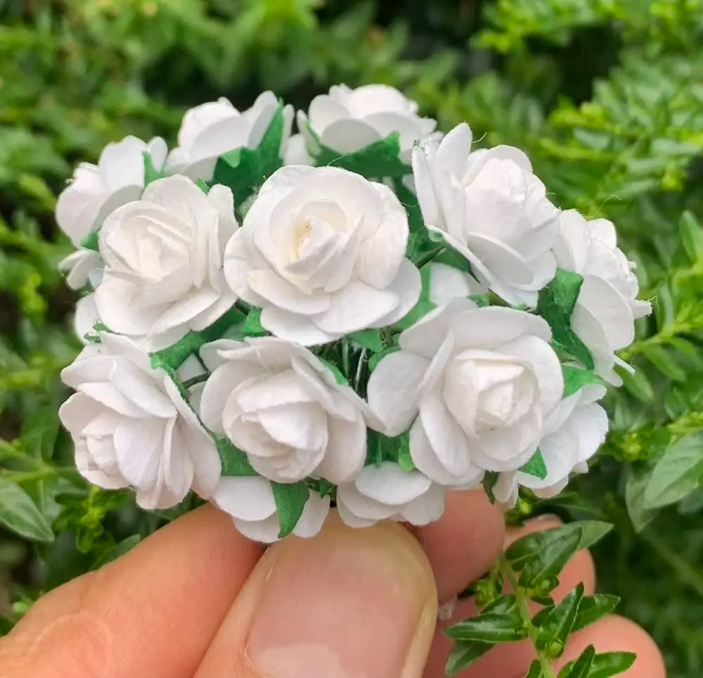 Handmade Mini Mulberry Paper Roses 18 mm Mulberry Paper Flowers Scrapbooking Wedding DIY Craft White Color Small Paper Flower