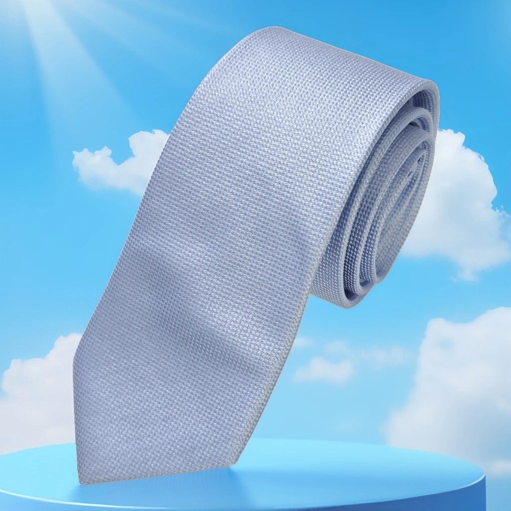 Baby Blue Bird Eye Jacquard Woven Turkish Tie by Exve Exclusive