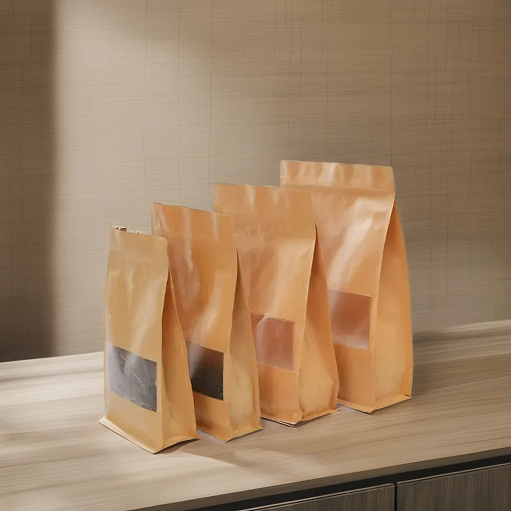 Food Grade Quality Zipper Top Gravure Printed Packaging Pouch for Cake Natural Kraft Craft Aluminum Paper Bag