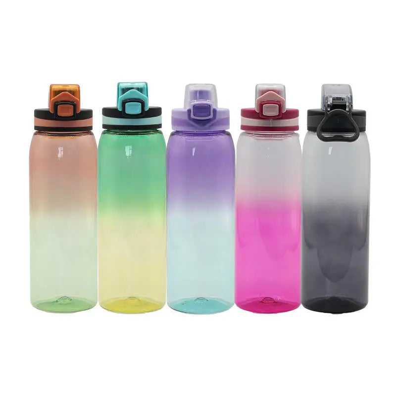 Beautiful 900ml Gradient Color Eco-Friendly Plastic Sports Water Bottle Leak-Proof Direct Drinking Handgrip for Gym School