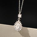 Dazzling Teardrop CZ Necklace 925 Sterling Silver Pendant with Sparkling Cubic Zirconia Stunning Jewelry for Wedding Date Night