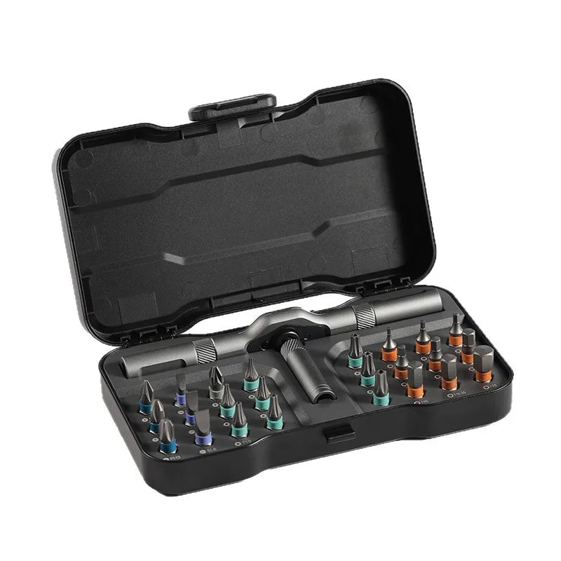 24-Piece Multifunctional Magnetic Tip Steel Screwdriver Set with Detachable T Ratchet Handle Multipurpose Bits in Box Hand Tools
