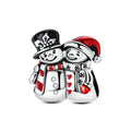 Christmas Series - Silver Fashion Christmas Snowman Beads Charms with Zircon for Women's Party Gift MegaBDM