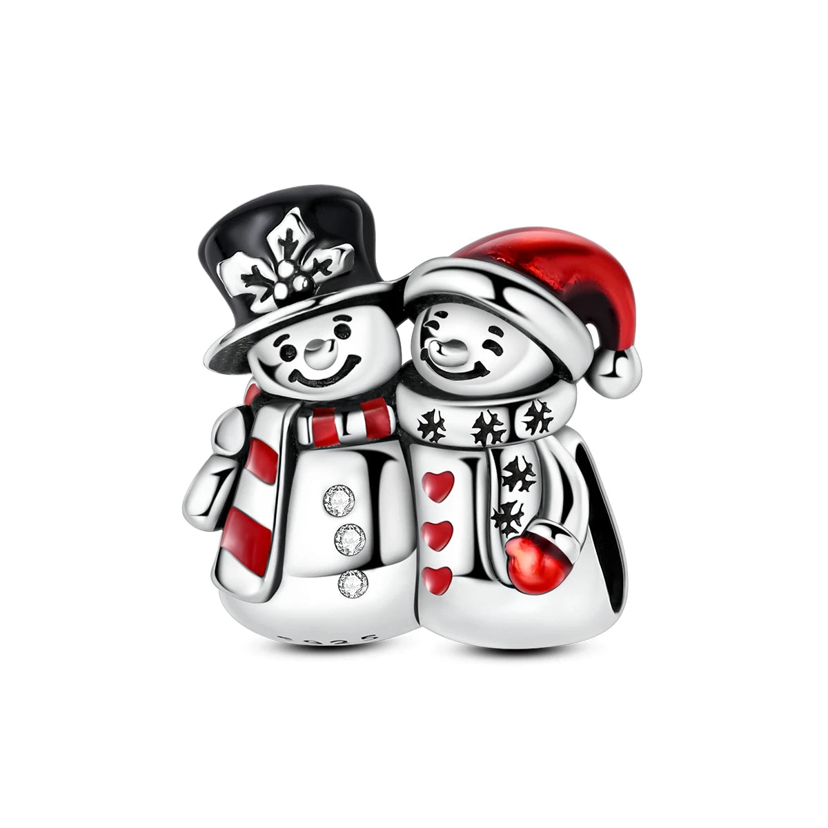 Christmas Series - Silver Fashion Christmas Snowman Beads Charms with Zircon for Women's Party Gift MegaBDM