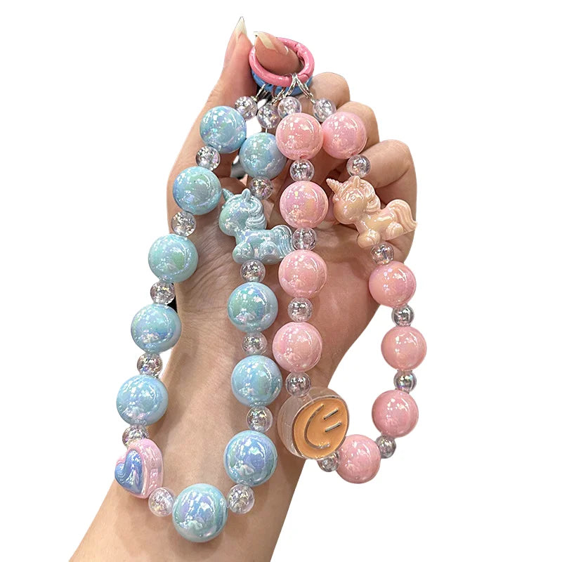 Wholesale Acrylic Clear DIY Handmade Bead Keychain Mobile Phone Pendant Exquisite High-Quality High-Value Mobile Phone Chain