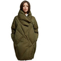 Women's Casual Hooded Puffer Jacket-Long Sleeve Winter Warmth Breathable Polyester Camouflage Knitted Outdoor Coat Pullover