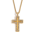 INS New TRENDY CZ Zircon Rhinestone Cross Pendant Stainless Steel 18K Gold Plated Box Chain Necklace Jewelry for Women