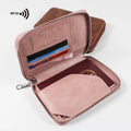 QPOUTDOOR Leather Passport Holder & Cover Waterproof Travel Wallet with RFID Blocking PU Material Zipper Closure 20x10x4.5cm