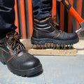 Wejump Men's Lace up Working Boots Safety Steel Toe Anti Puncture Factory Work Shoes  Safety Shoes Safety Boots