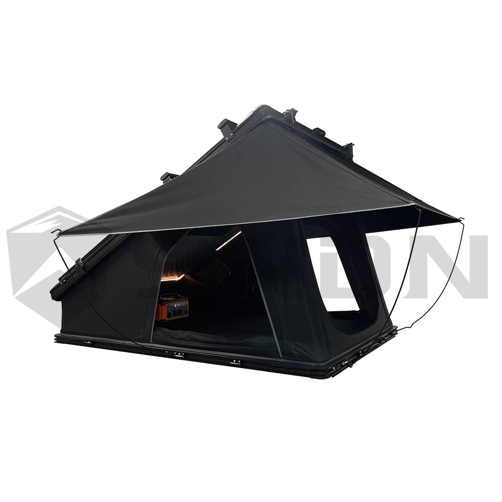 SNDN 4wd Camping Aluminum Roof Top Tent X Frame Hard Shell Roof Top Tent Clamshell Roof Top Tent with Shoe Bags