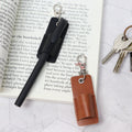 Compact Lightweight PU Leather Pen Carrier Pen Hanging Holder With Keychain Accessory Durable Anti-lost Pen Pouch for Students