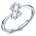 Luxury 925 Sterling Silver Dollar Sign Engagement Ring Adjustable Opening Bisuteria for Wedding and Party