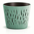 Sandy Round round plastic flower pot in sage color 15.8 (length) x 15.8 (width) x 13.8 (height) cm