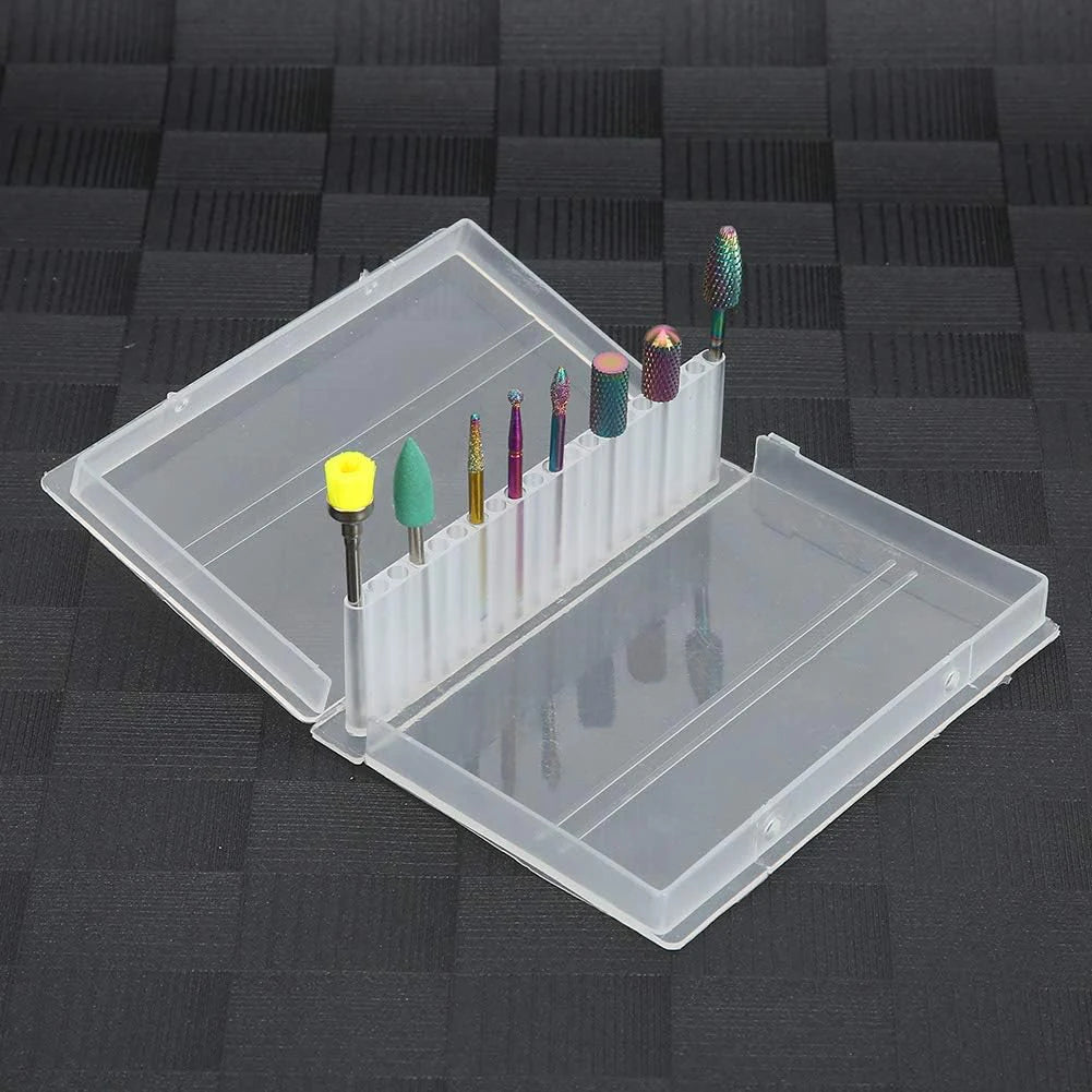 Portable Nail Drill Bits Storage Box Transparent Manicure 24 Holes Nail Drill Bits Box MegaBDM