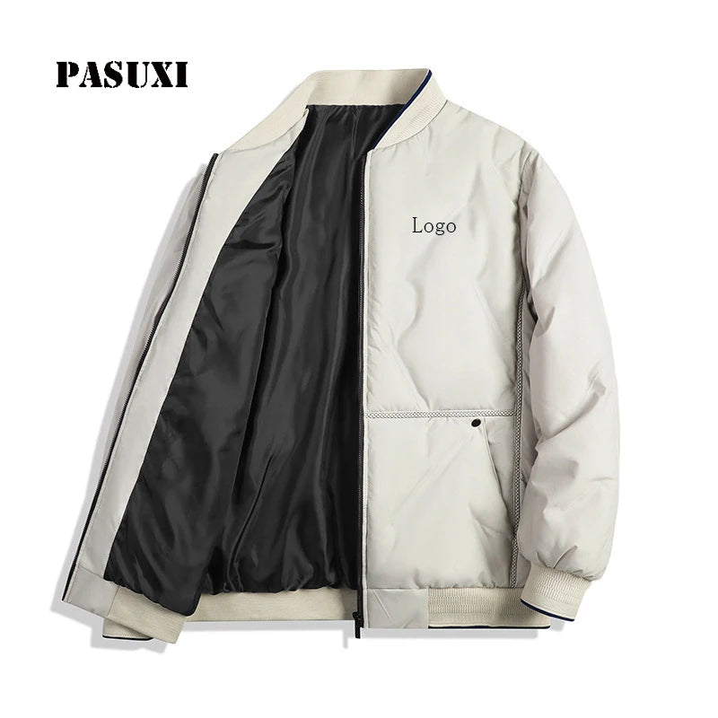 PASUXI Men's Outdoor Lightweight Breathable Crew Neck Warm Winter Jacket Plus Size Outdoor Casual Coat
