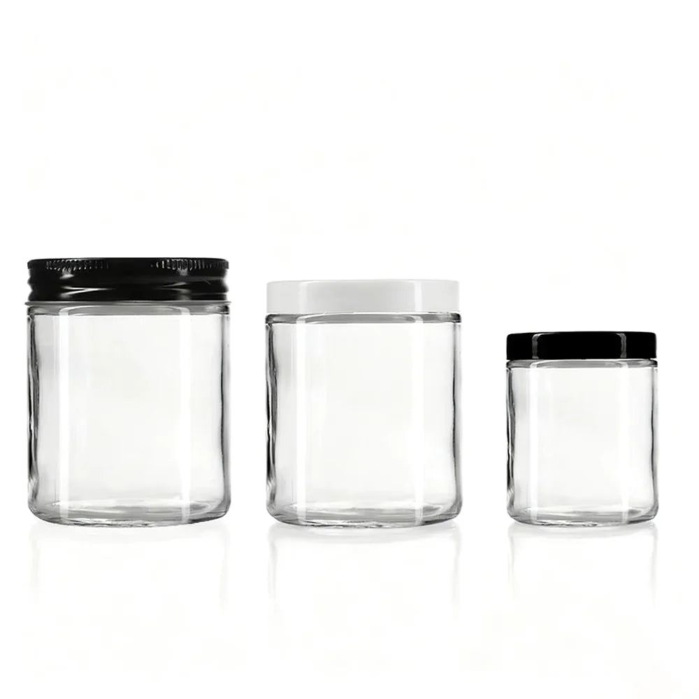 Empty Clear Round 8 oz Thick Glass Candle Jars Candle Holders Lanterns with Lid for for Candle Food Storage Spice Lotion