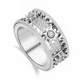 S925 Movable Zircon Ring Lucky Movable Gear Sterling Silver Ring Love Couple Ring