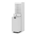OEM Wood White Tall Bathroom Storage Cabinet With Laundry Basket