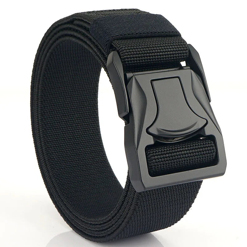 Custom Logo Stretch Woven Webbing Belts Mena Belt Nylon Tactical Duty Belt with Quick Release Buckle for Men
