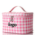 SW Classic Plaid Cosmetic Case Gingham Makeup Bag Custom Logo Printing Polyester Waterproof Zippered Toiletry Pouch for Travel