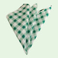 Green and White Plaid Check Pattern on 100% Cotton Pocket Square