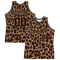 2025 Unisex Custom Brown Gold 3D Leopard Pattern Breathable 100% Polyester Basketball Jersey Retro Design Digital Print Laker