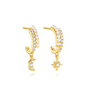 Glowluxe 2024 Trendy Fine 925 Sterling Silver Heart Double Layers Earrings Gold Plated Butterfly Stud for Parties and Gifts